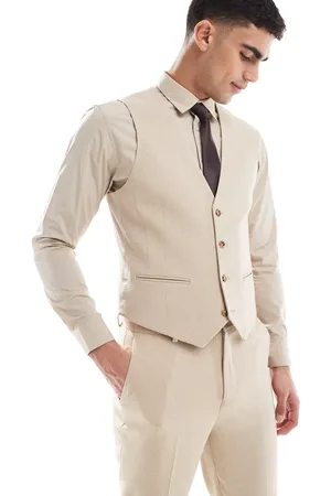 ASOS Slim suit waistcoat in textured stone fabric
