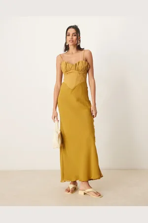 ASOS Hybrid corset bias midaxi dress in ochre
