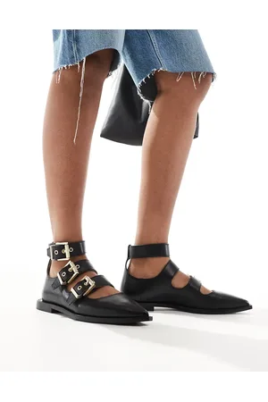AllSaints Susan buckle leather ballet shoe in
