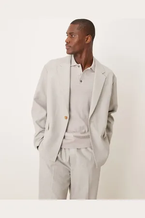 ASOS Boxy suit jacket with linen in texture