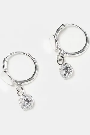 Kingsley Ryan Heart huggie earrings with cubic zirconia in sterling