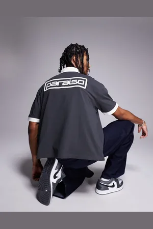 ASOS Boxy polo in heavyweight 220gsm with canvas collar and applique in