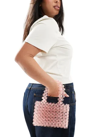 ASOS Beaded grab clutch bag in pink