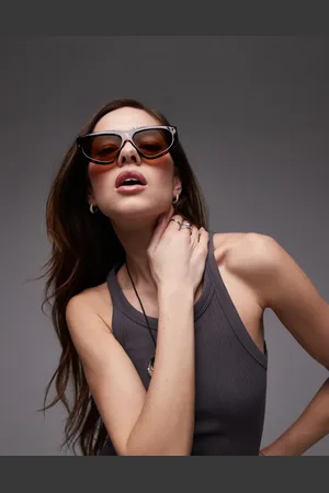 Topshop Napoli angular sunglasses in brown tort