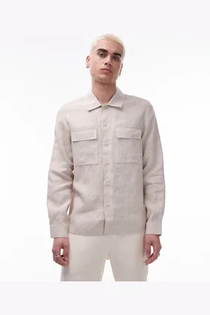 MANGO Premium linen shacket in beige