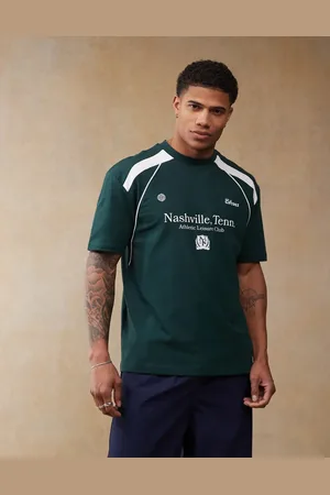 ASOS Relaxed t-shirt with cut and sew panelling and sports graphics in dark
