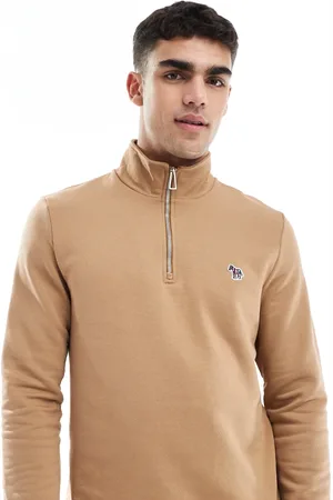 Paul Smith Zebra icon logo half zip sweatshirt in tan