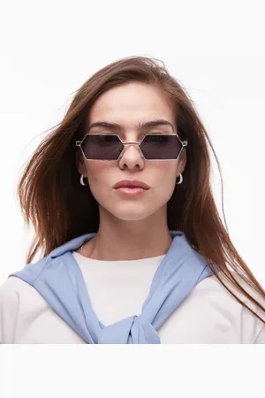 Topshop Fiji rectangular metal sunglasses in