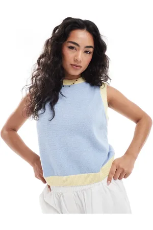 ASOS Knit tank top with contrast colour ribs