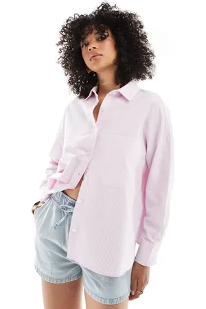 Pull&Bear Striped oversized shirt in pastel