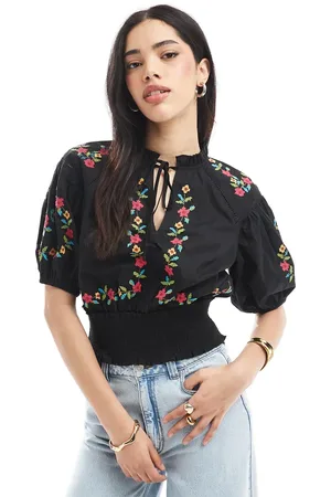 Miss Selfridge Embroidered crop top in