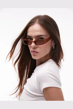 Topshop Xanthi slim rectangle sunglasses in milky