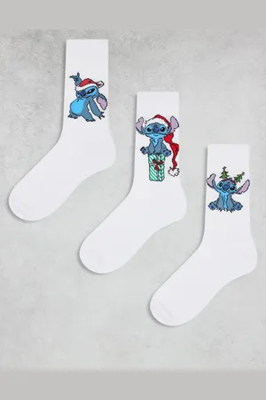 ASOS 3 pack Disney Christmas Stitch socks in ecru