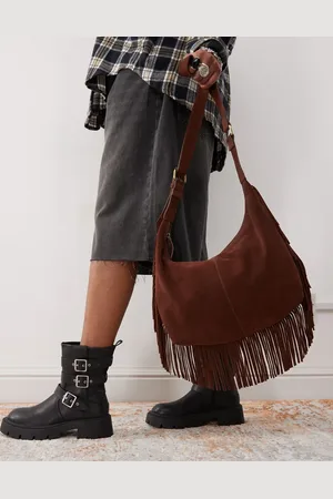 Barneys Originals Suede fringe bag in chocolate