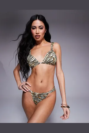 ASOS Gia high apex triangle bikini top in animal print