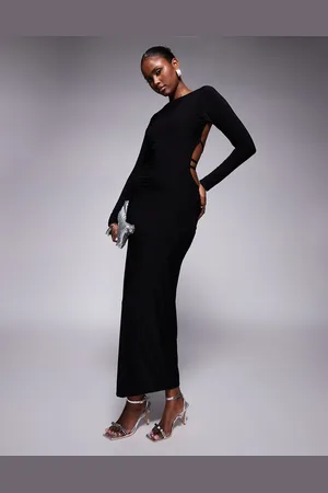 Missyempire Double layered slinky open back bodycon maxi dress in
