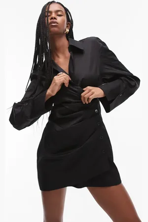 & OTHER STORIES Mini shirt dress with ruche wrap front in