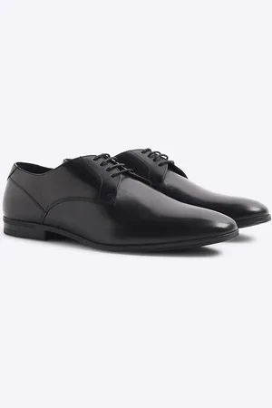 River Island Leather wide fit derby shoes in