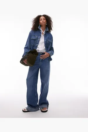 MANGO Carlota turn up co-ord jeans in mid