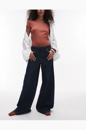 MANGO Olivia tie waist straight leg jean in indigo