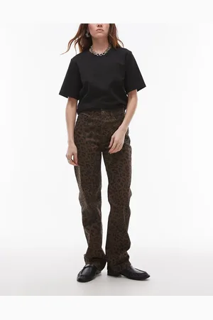 MANGO Leonie straight leg jean in leopard print