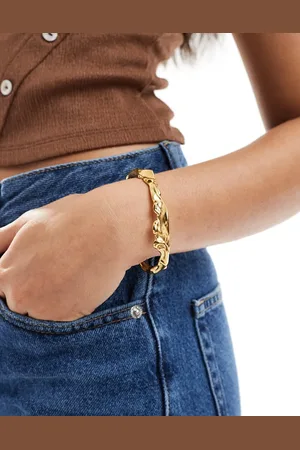 ASOS Waterproof stainless steel bracelet with molten texture detail in tone