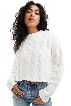 Bershka Cable jumper in ecru