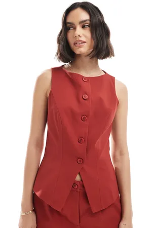 Miss Selfridge Tailored waistcoat co ord in cherry