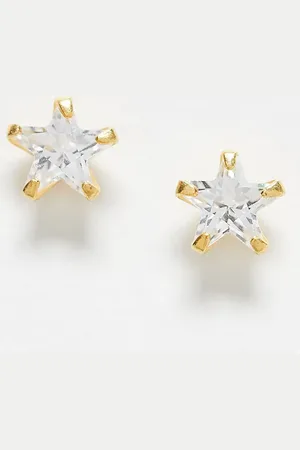 Kingsley Ryan Cubic zirconia star stud earrings in gold plated