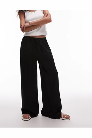 Topshop Satin tie waist wide leg trouser in