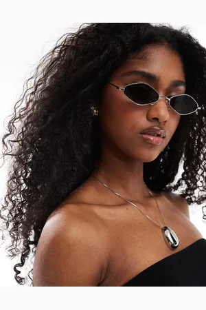 AJ Morgan Slim metal oval sunglasses in with black lens