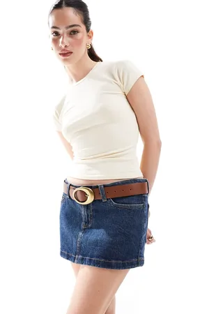 Cotton On Micro low denim skirt in dark blue