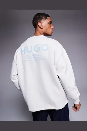 Hugo Blue Central logo sweatshirt in stone