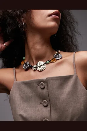 Topshop Nicole statement disc necklace in metal