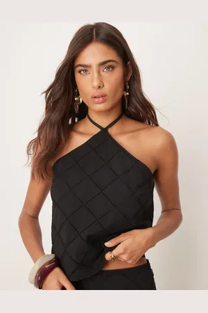 ASOS Halter neck crop top co-ord with geo cutwork in