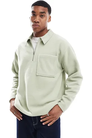 ASOS Oversized rugby polo fleece sweatshirt in pastel green