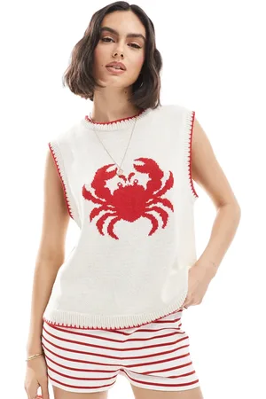 ASOS Knitted crab tank top in ecru