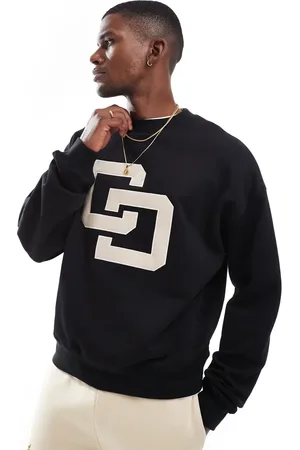 Criminal Damage Leather applique logo sweatshirt in black
