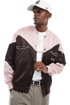 Criminal Damage Western satin bomber in wine/pink