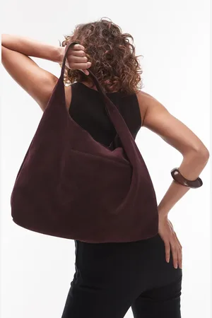 & OTHER STORIES Large suede leather tote bag in burgundy