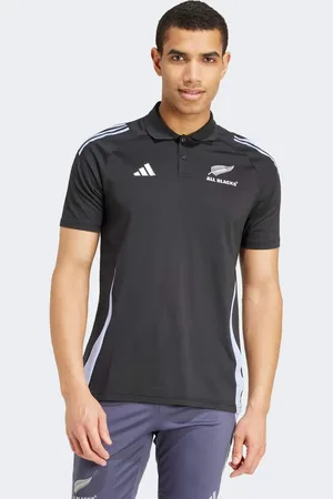 adidas All blacks rugby short sleeve polo shirt in all / blue spark