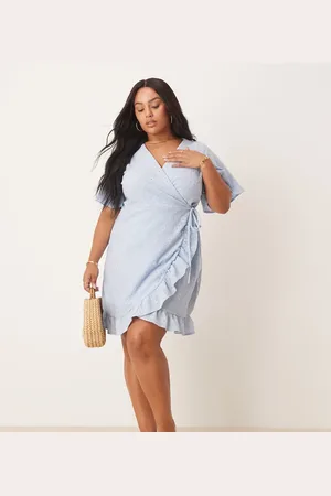 VILA Jersey broderie wrap mini dress in kentucky