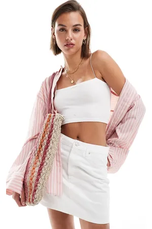 ASOS Denim high waist mini skirt in ecru
