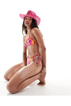 South Beach Marble print triangle bikini top in bright abstract print