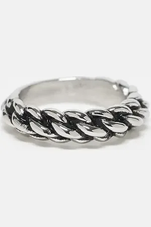 ASOS Waterproof stainless steel rope band ring in tone