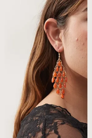 Reclaimed Drop earrings in faux glass amber stones