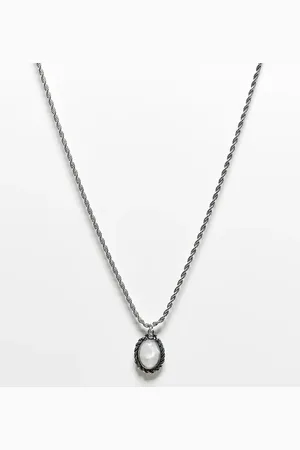 Reclaimed Unisex chain necklace with moonstone pendant in