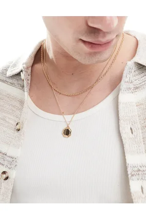 ASOS 2 pack necklaces with hexagon pendant in tone