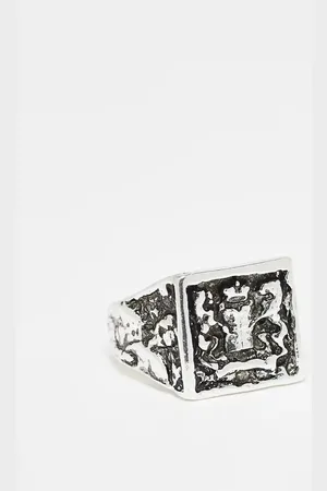 ASOS Square signet ring with crest design in tone