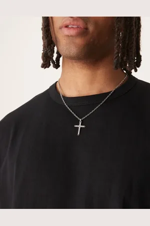 ASOS Waterproof stainless steel necklace with chain detail cross pendant in tone